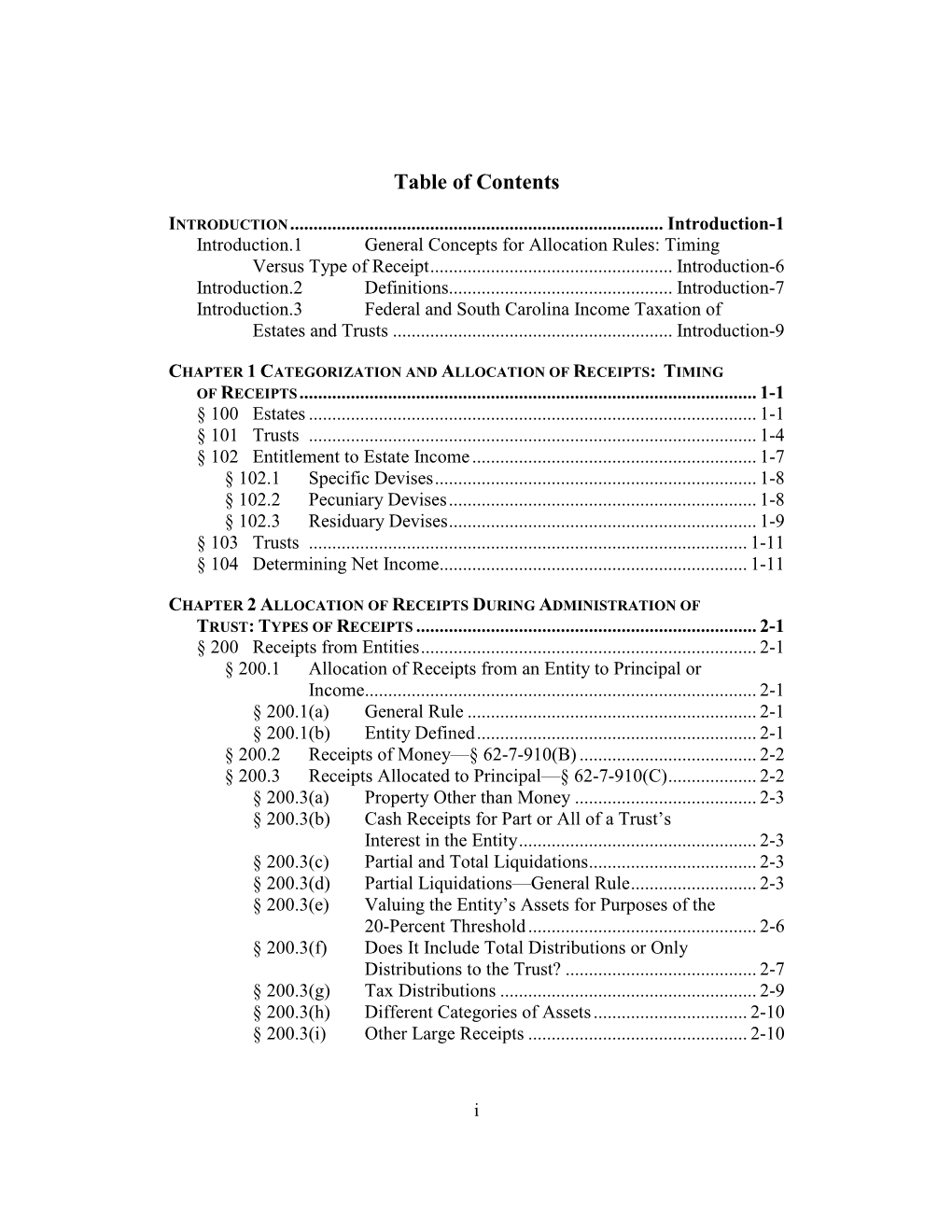 Table of Contents