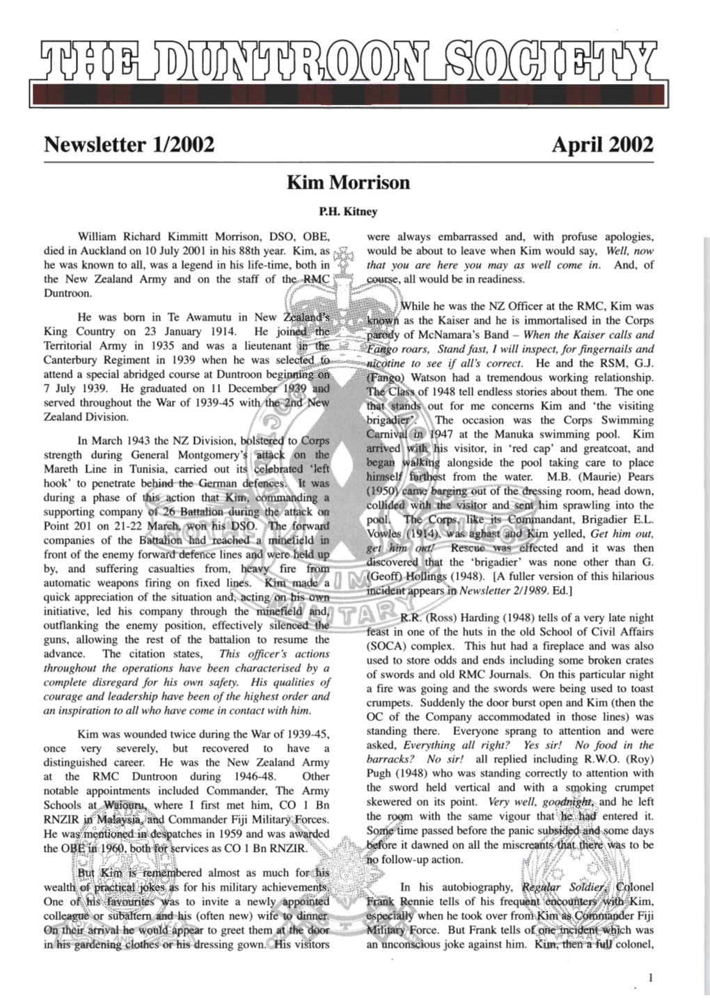 Newsletter 112002 April 2002 Kim Morrison P.H
