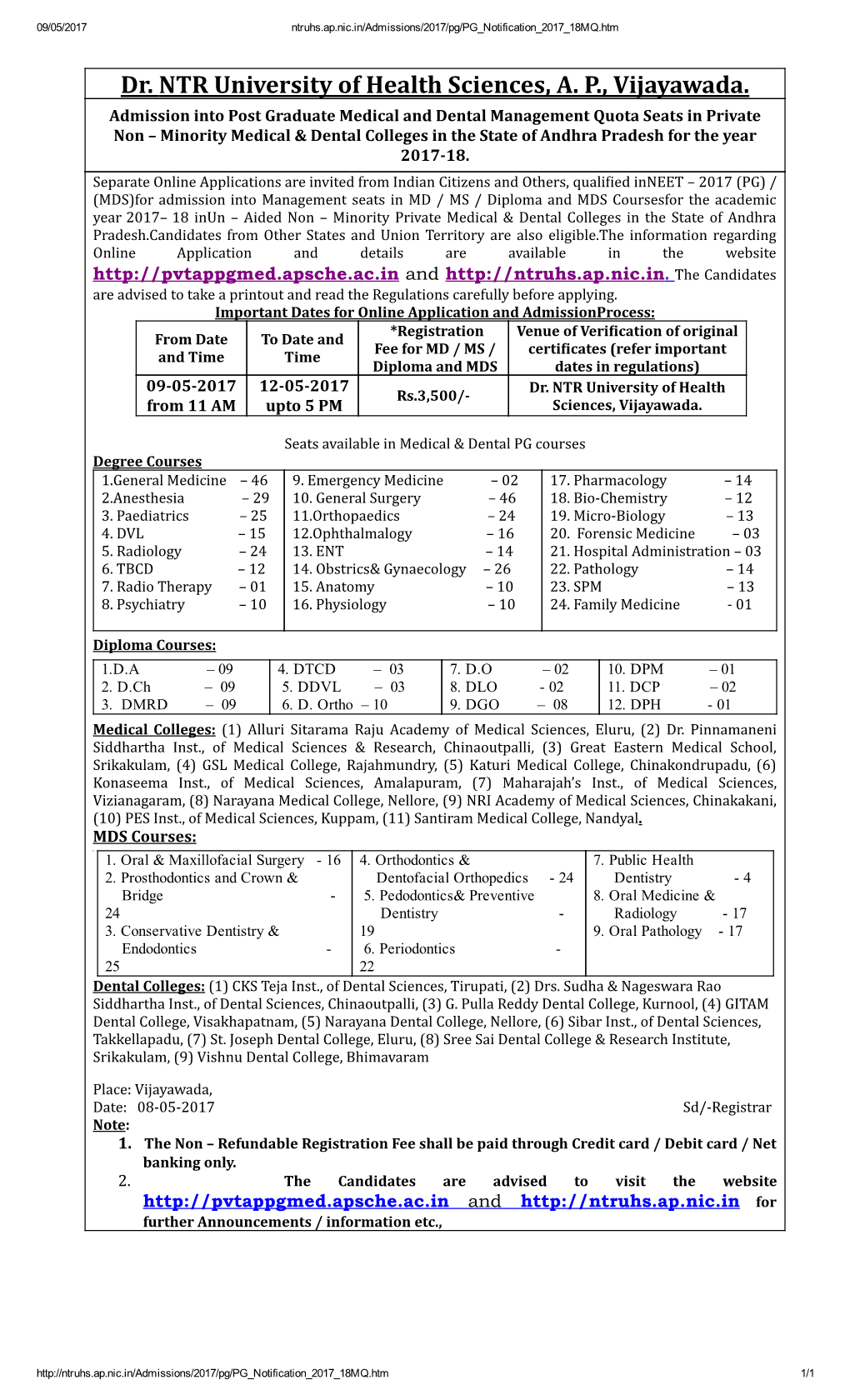 Dr. NTR University of Health Sciences, A