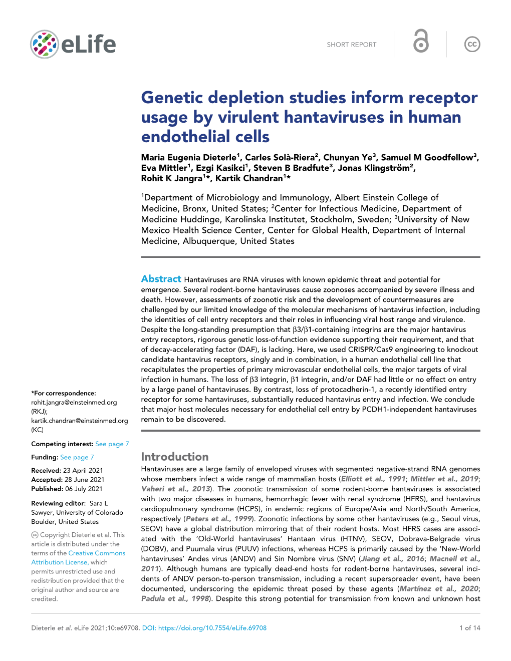 Genetic Depletion Studies Inform Receptor Usage by Virulent