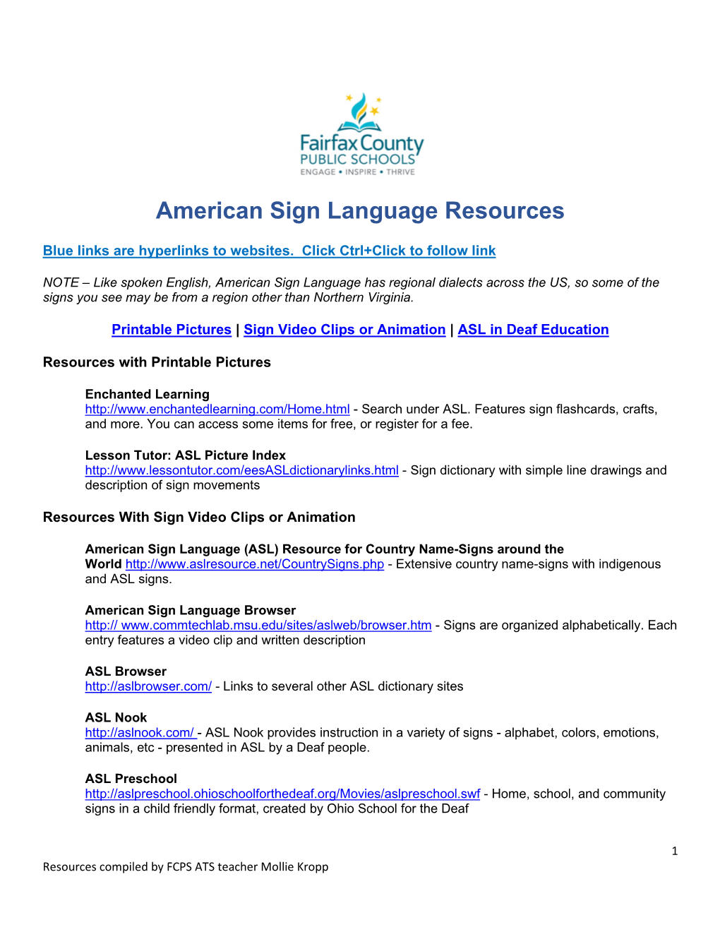 American Sign Language Resources