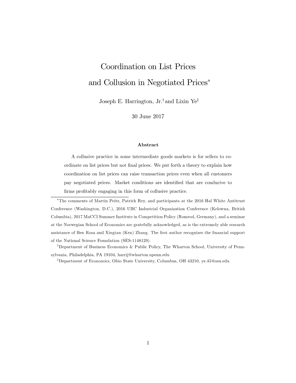 Coordination on List Prices and Collusion in Negotiated Prices∗