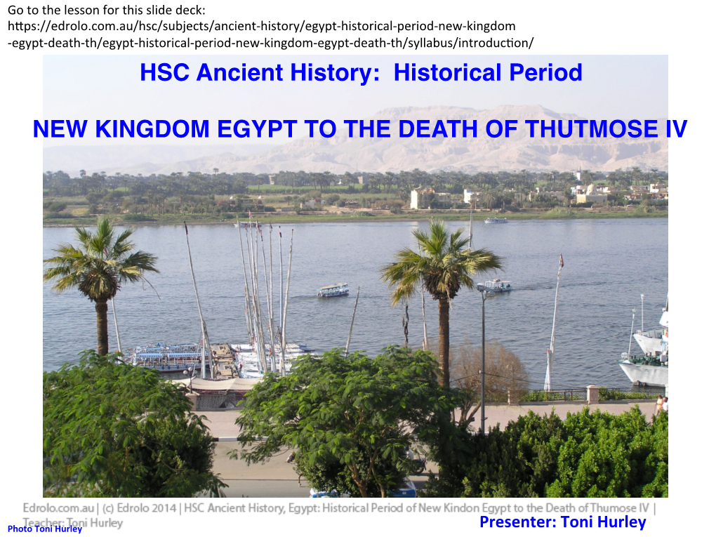 HSC Ancient History: Historical Period NEW KINGDOM EGYPT