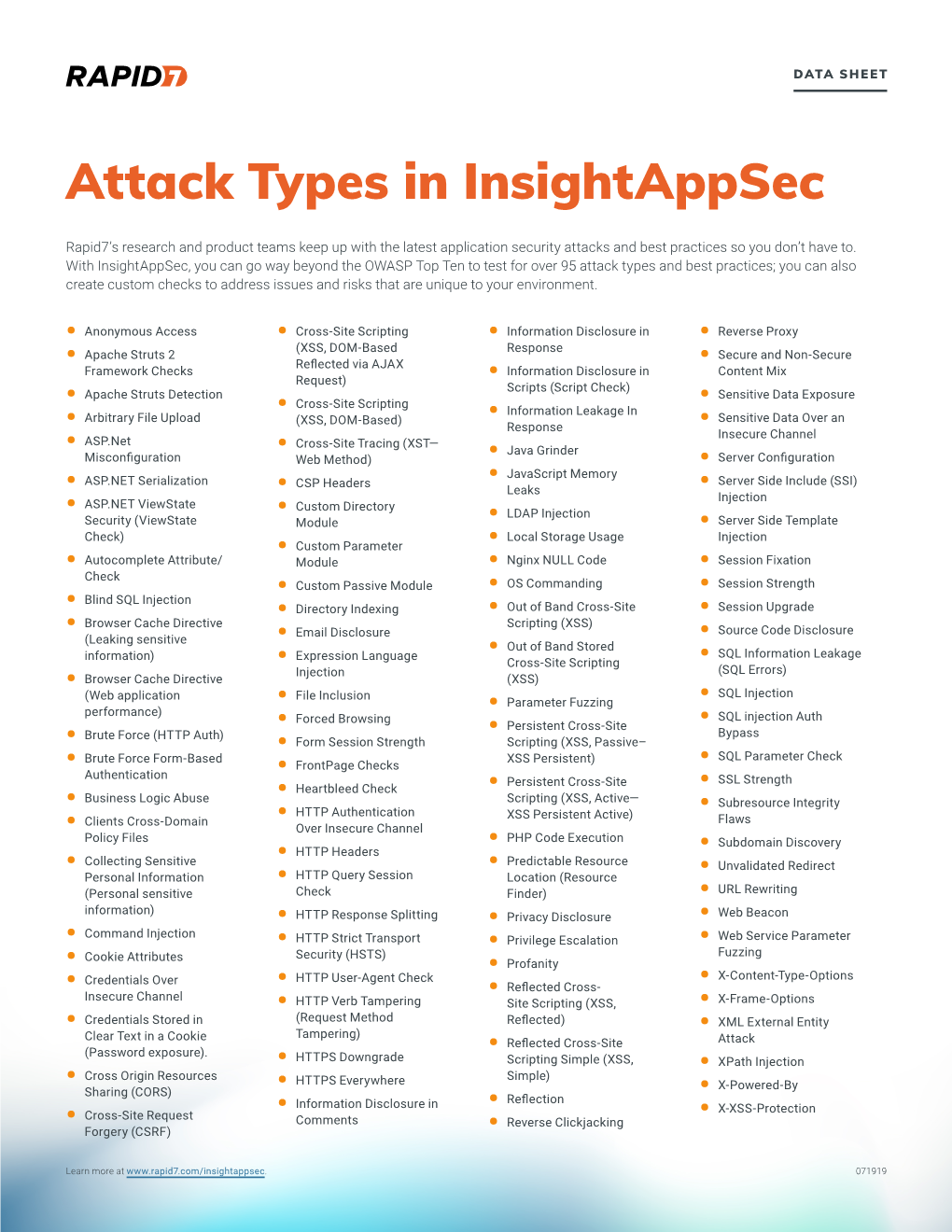 Attack Types in Insightappsec