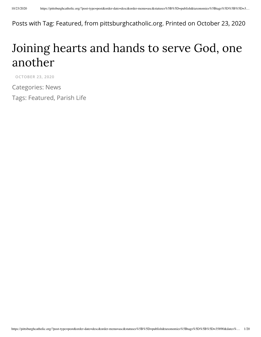 Joining Hearts and Hands to Serve God, One Another