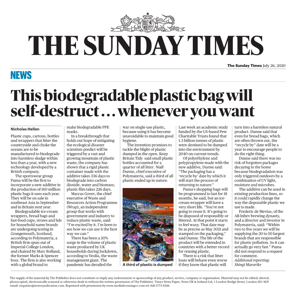 This Biodegradable Plastic Bag Will Self-Destruct . . . Whenever You Want