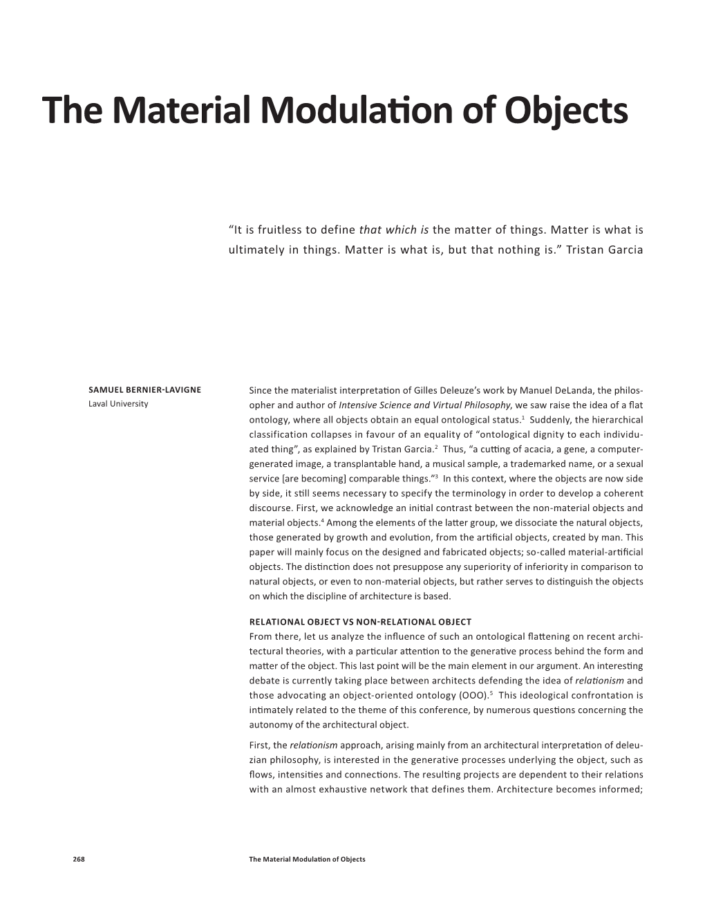 The Material Modulation of Objects