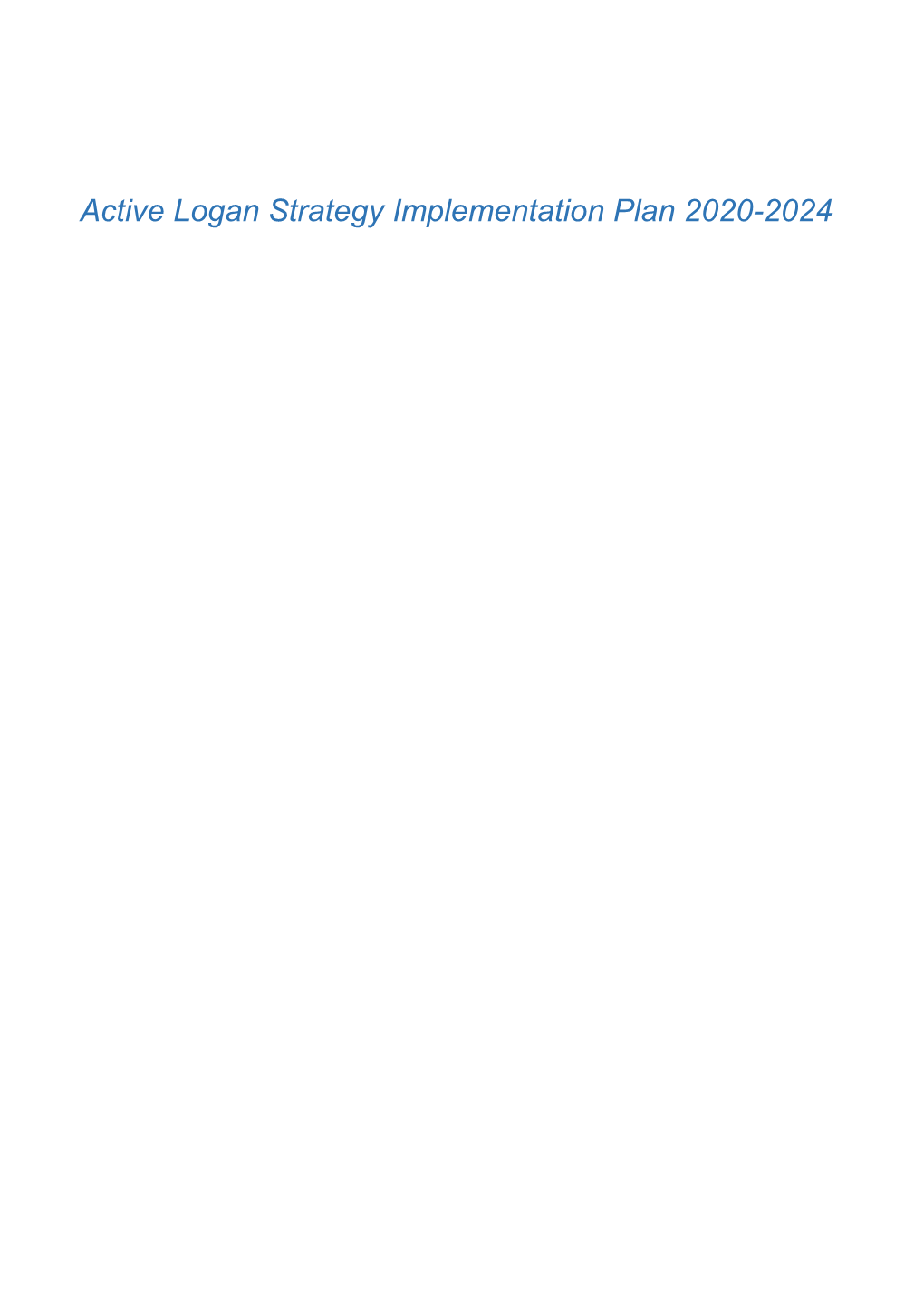 Active Logan Strategy Implementation Plan 2020-2024