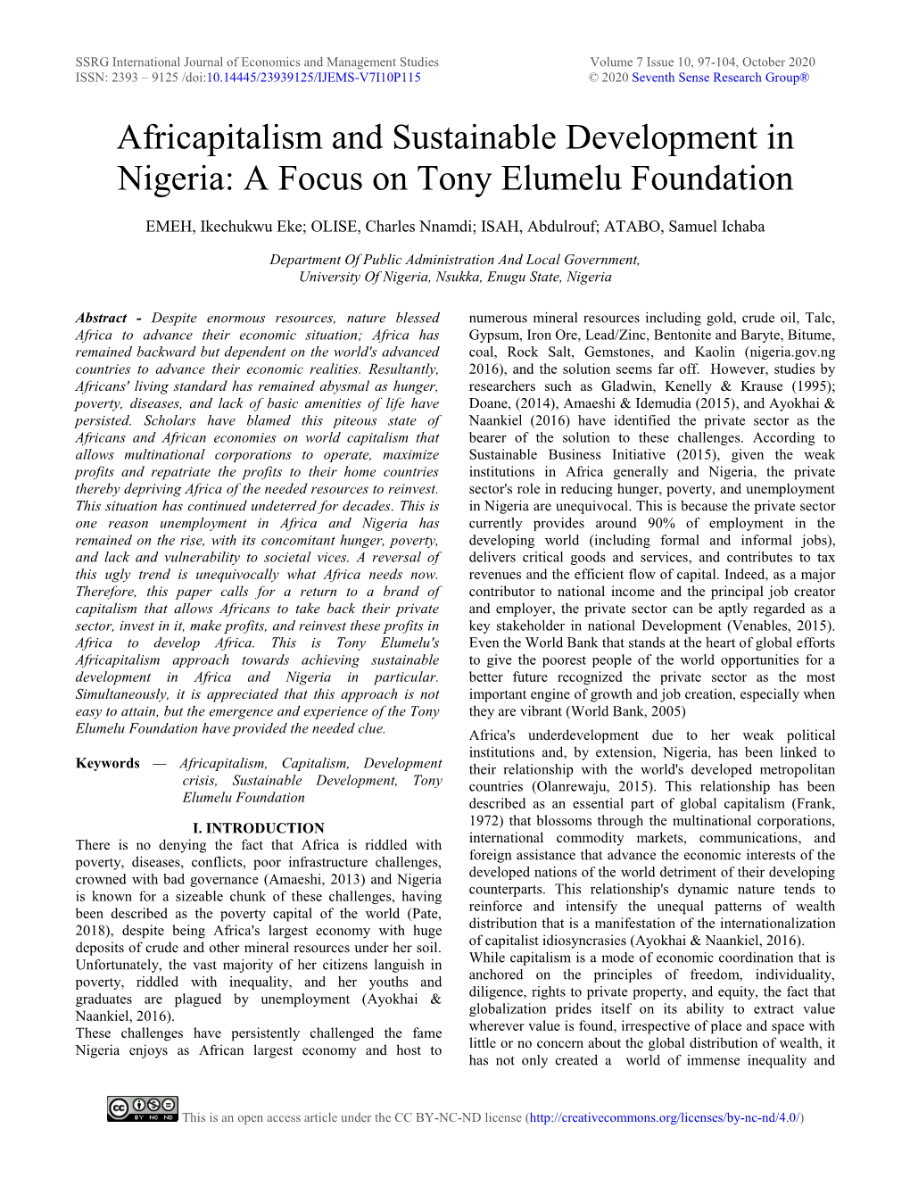 A Focus on Tony Elumelu Foundation