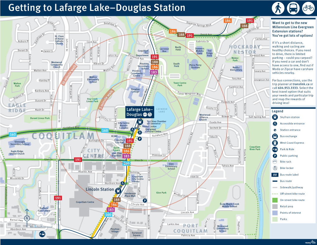 Getting to Lafarge Lake–Douglas Station