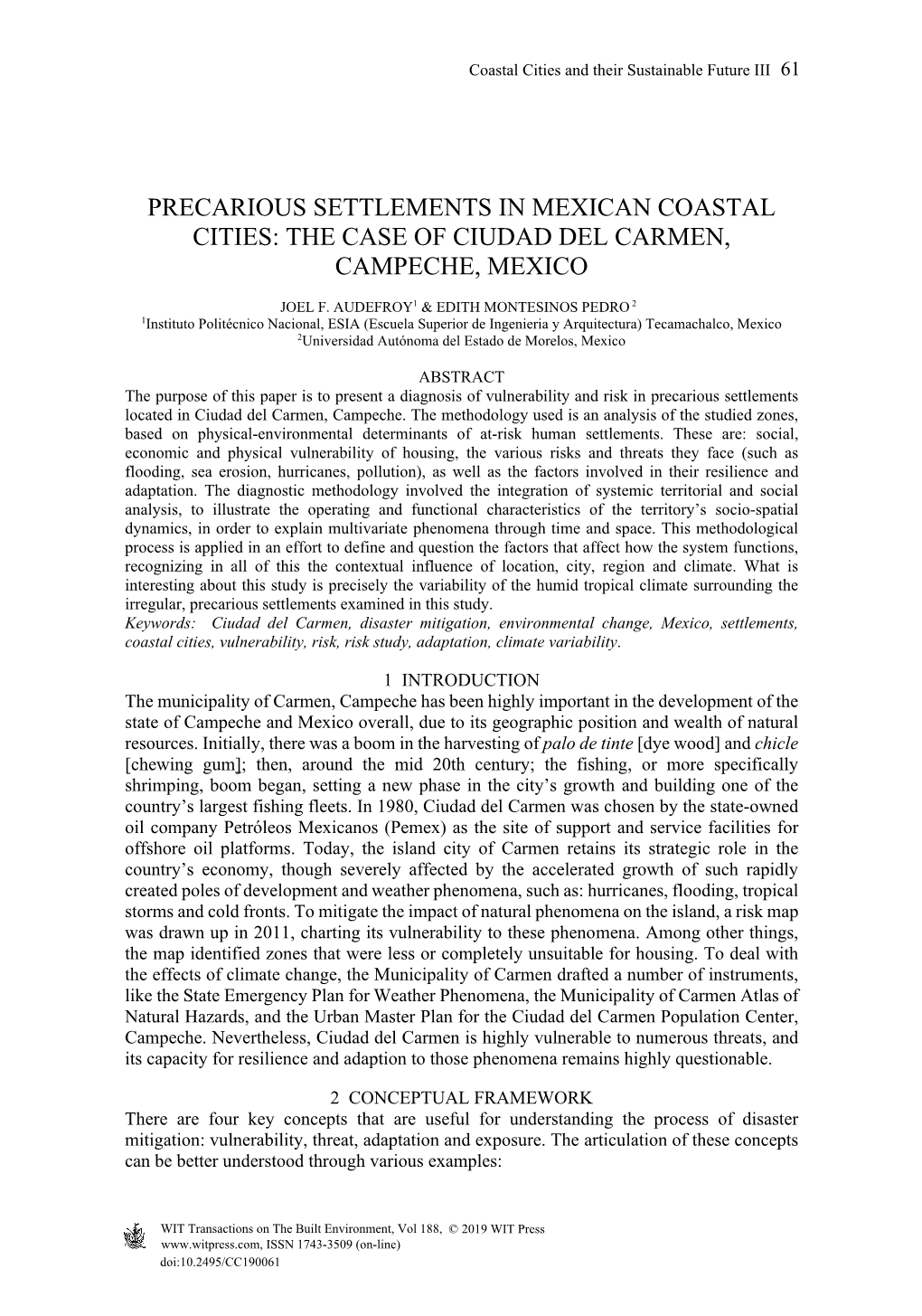 The Case of Ciudad Del Carmen, Campeche, Mexico