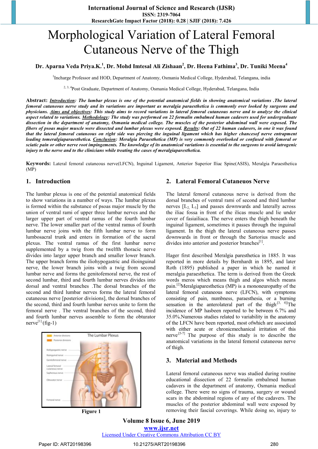 Morphological Variation of Lateral Femoral Cutaneous Nerve of the Thigh