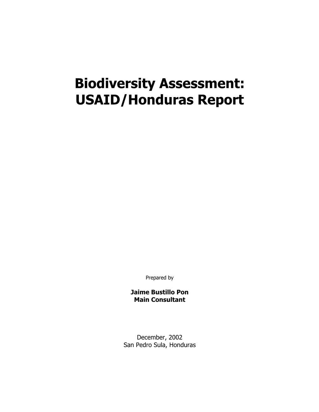 USAID/Honduras Report