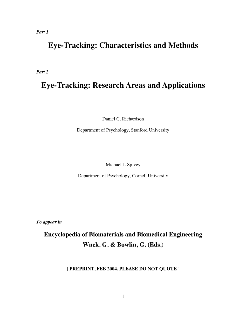 Eye-Tracking: Characteristics and Methods