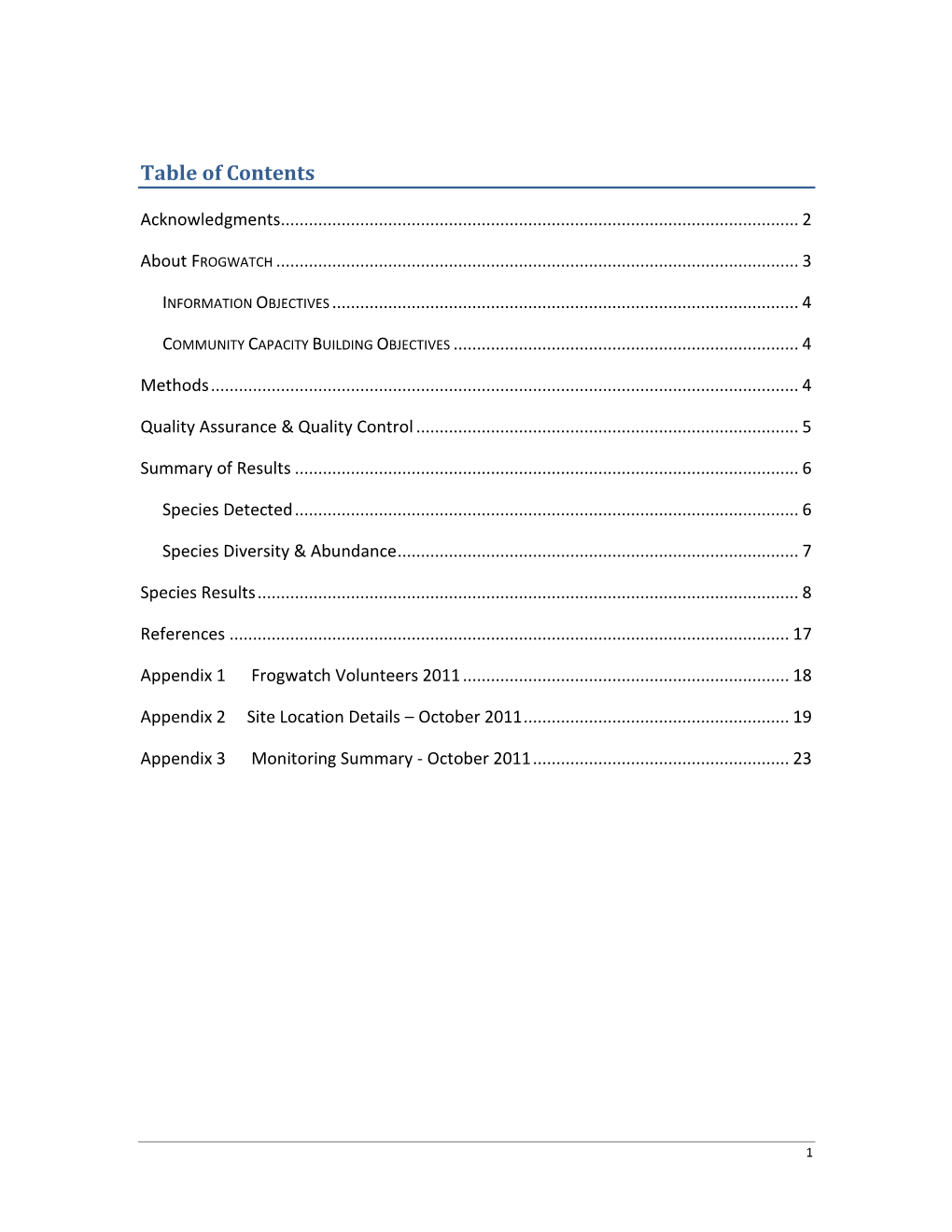 Table of Contents