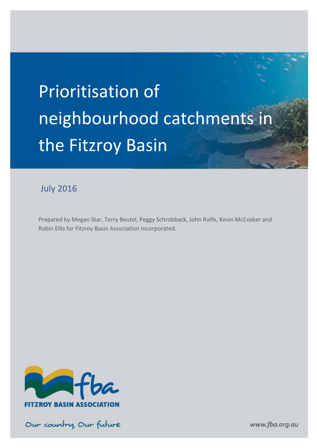 Prioritisation of Neighbourhood Catchments in the Fitzroy Basin