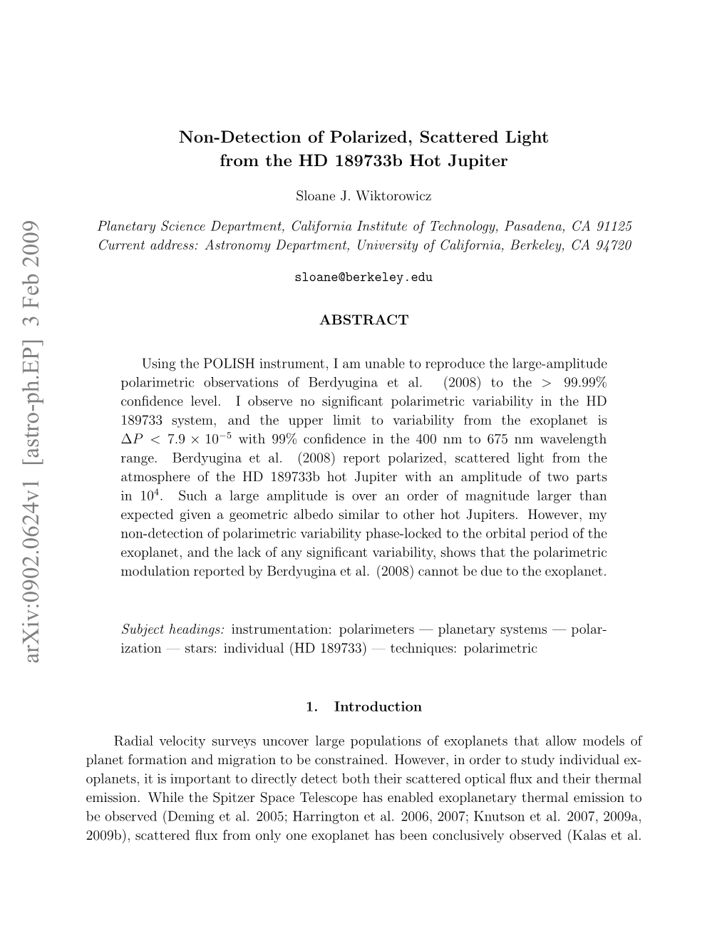 Non-Detection of Polarized, Scattered Light from the HD 189733B Hot