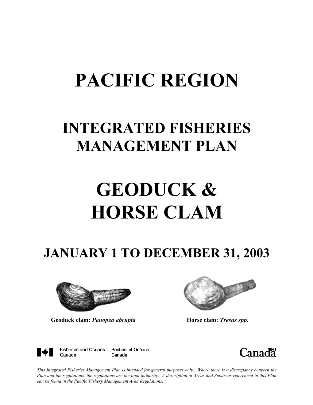 Pacific Region Geoduck & Horse Clam