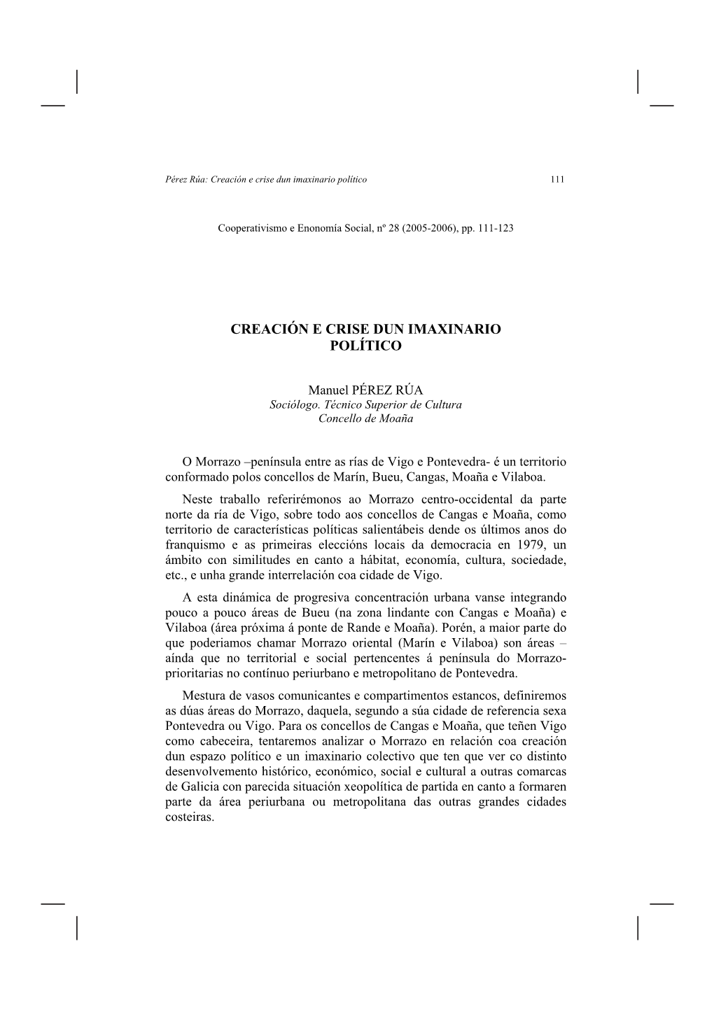 Creación E Crise Dun Imaxinario Político 111