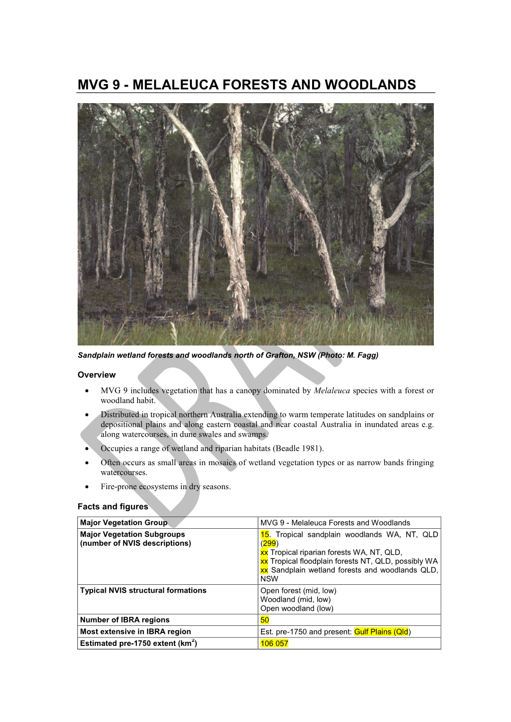 MVG 9 Melaleuca Forests and Woodlands DRAFT
