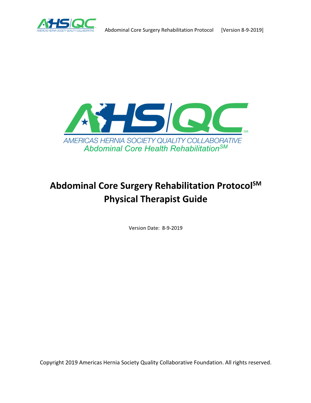 AHSQC Abdominal Core Surgery Rehabilitation Protocol Physical