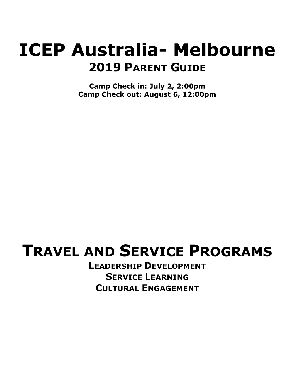 ICEP Australia- Melbourne 2019 PARENT GUIDE