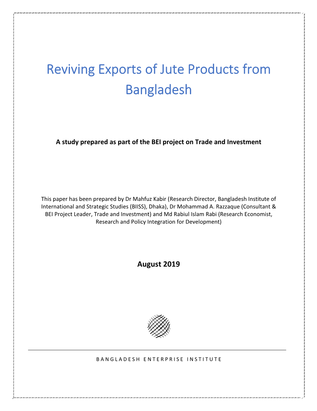 Reviving Exports of Jute Products from Bangladesh