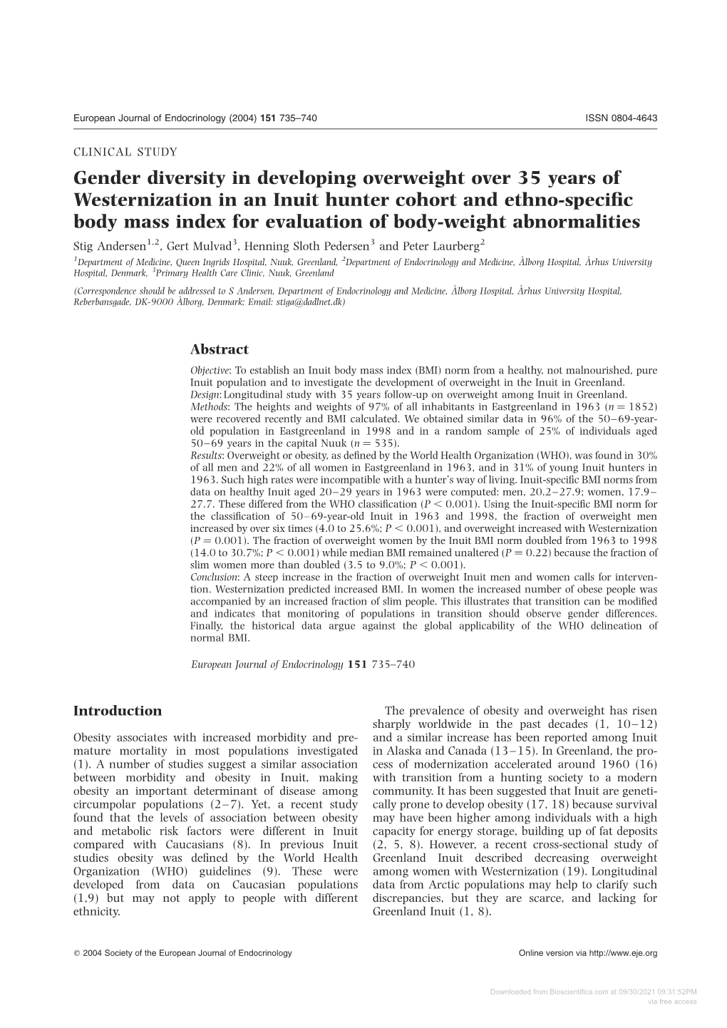 Gender Diversity in Developing Overweight Over 35 Years Of