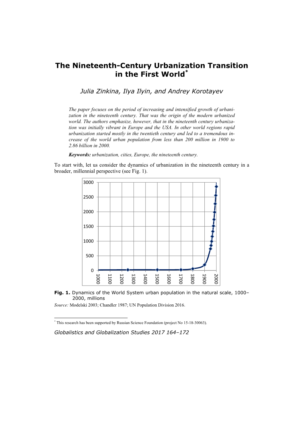 The Nineteenth-Century Urbanization Transition in the First World*