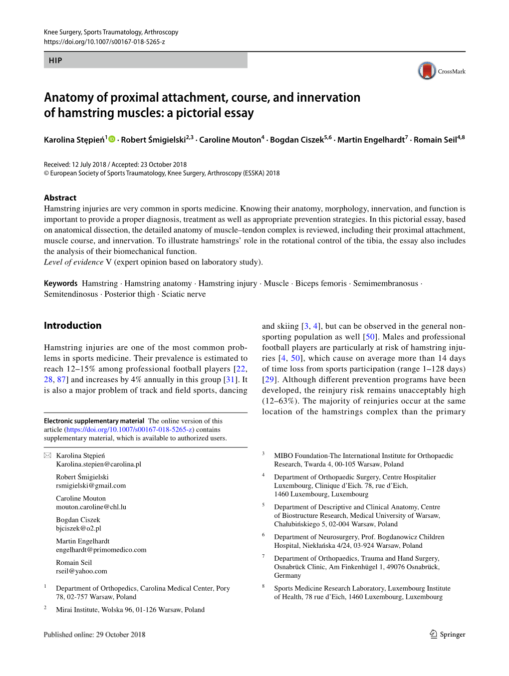 Anatomy of Proximal Attachment, Course, and Innervation of Hamstring Muscles: a Pictorial Essay