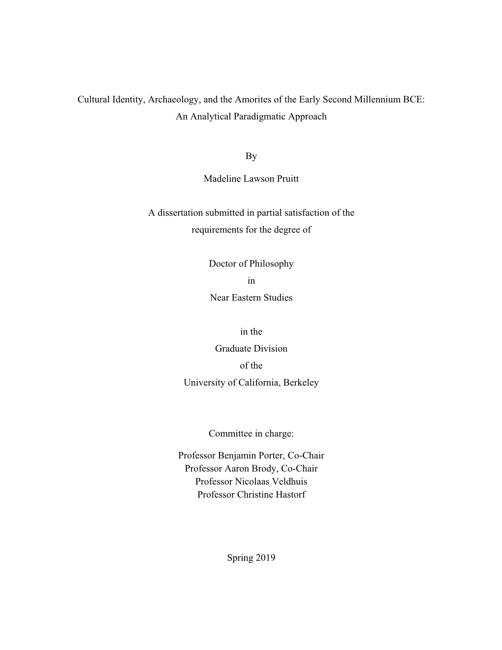 Cultural Identity, Archaeology, and the Amorites of the Early Second Millennium BCE: an Analytical Paradigmatic Approach