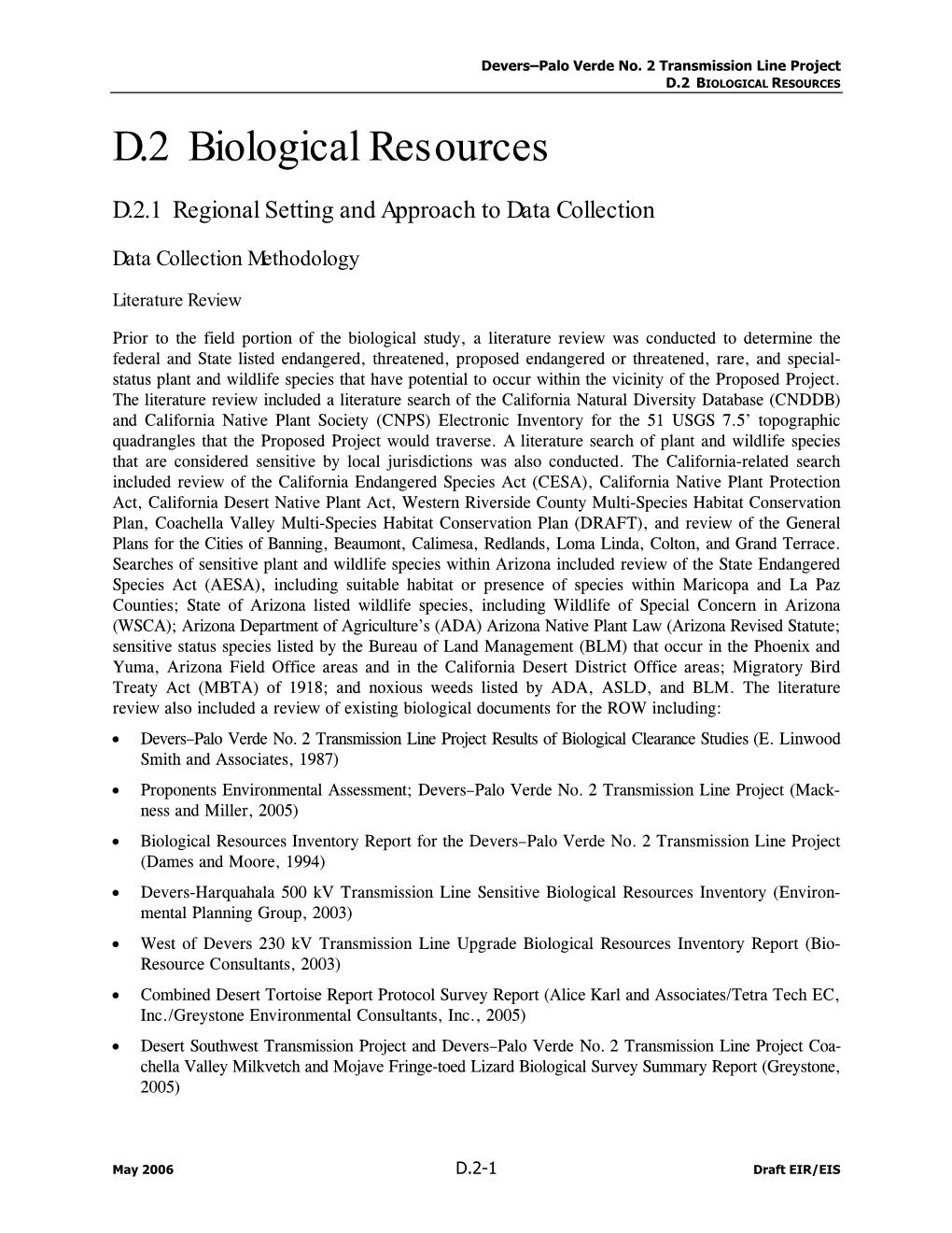 D.2 Biological Resources