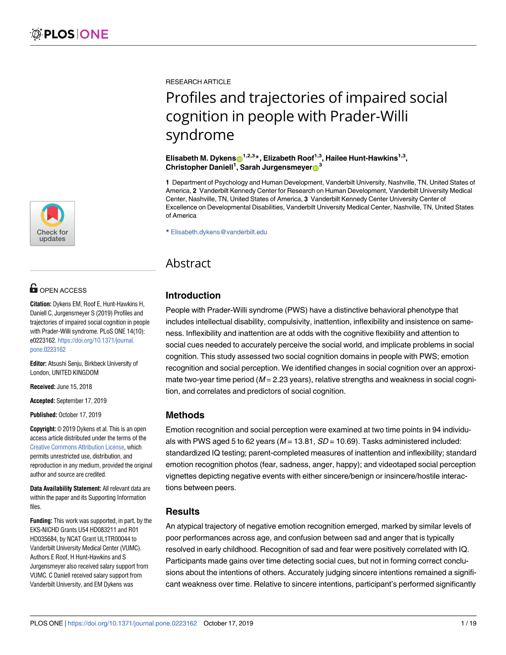 Profiles and Trajectories of Impaired Social Cognition in People with Prader-Willi Syndrome