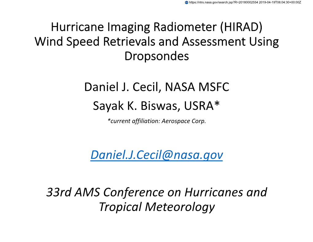 NASA MSFC Earth Science Office Daniel.J.Cecil