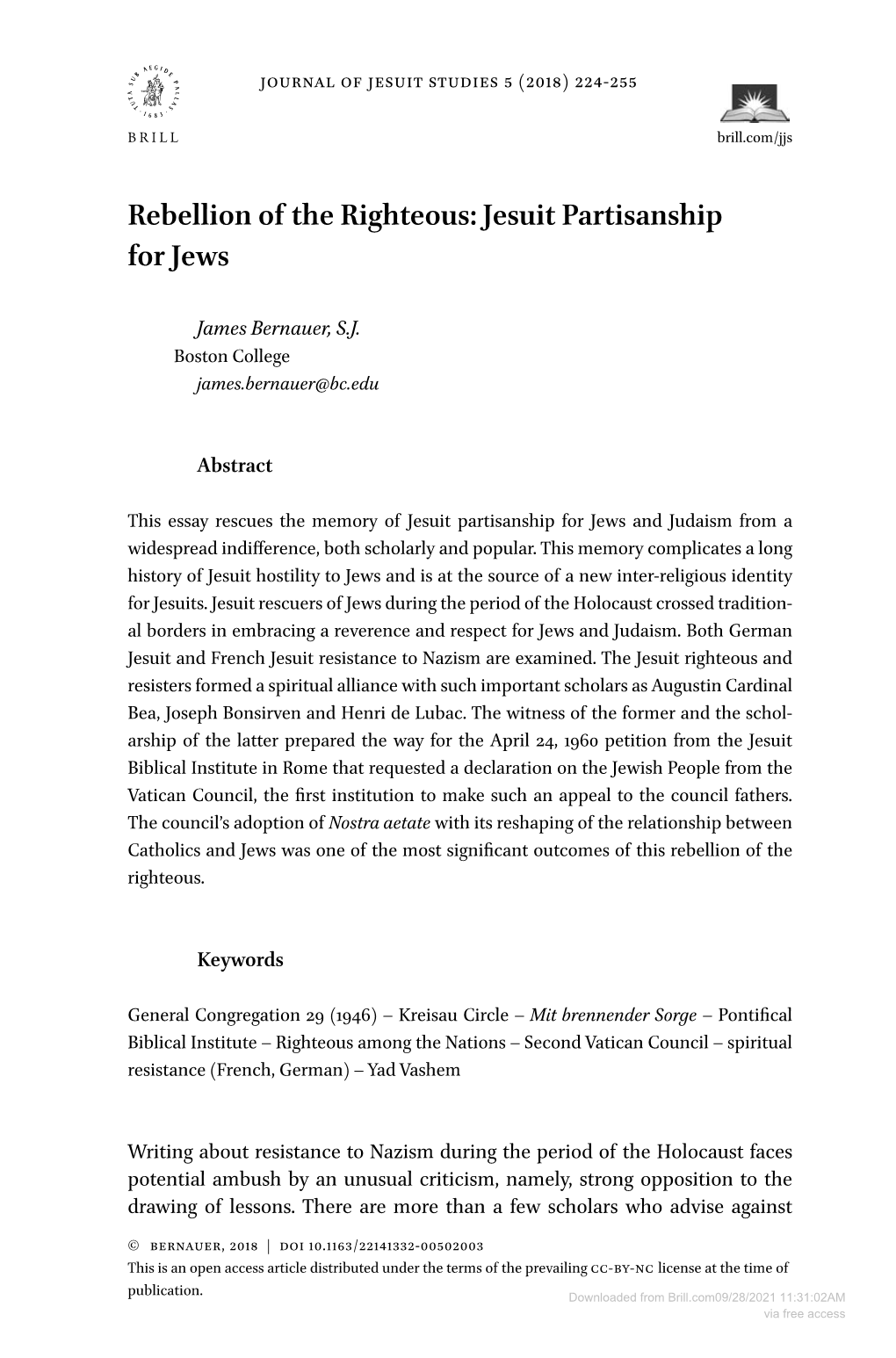 Jesuit Partisanship for Jews