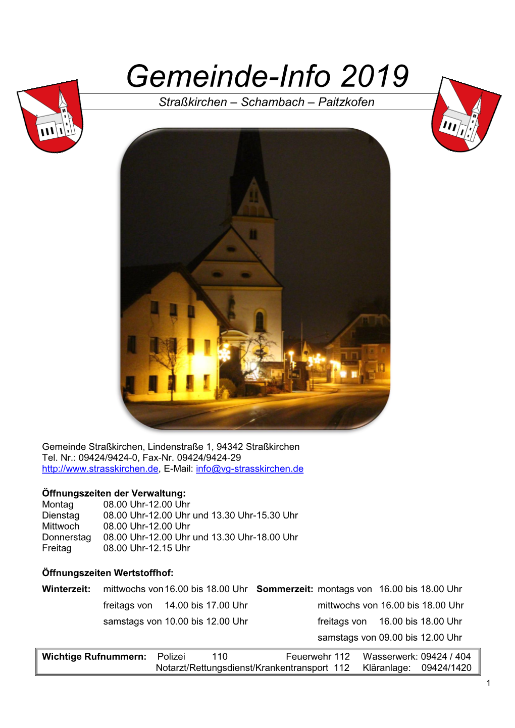 Gemeinde-Info 2019 Straßkirchen – Schambach – Paitzkofen