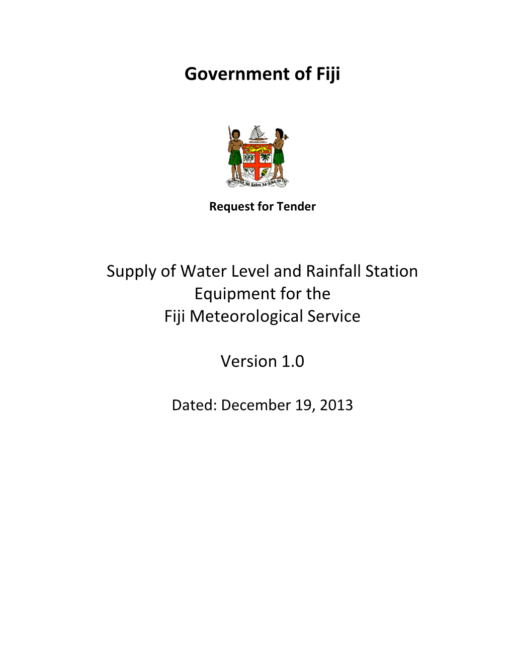 Supply of Water Level and Rainfall Station Equipment for the Fiji Meteorological Service