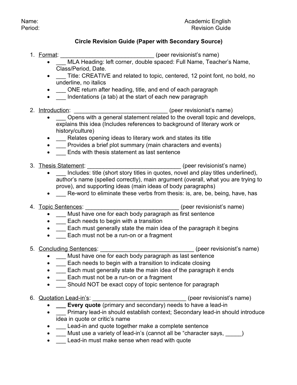 Circle Revision Guide