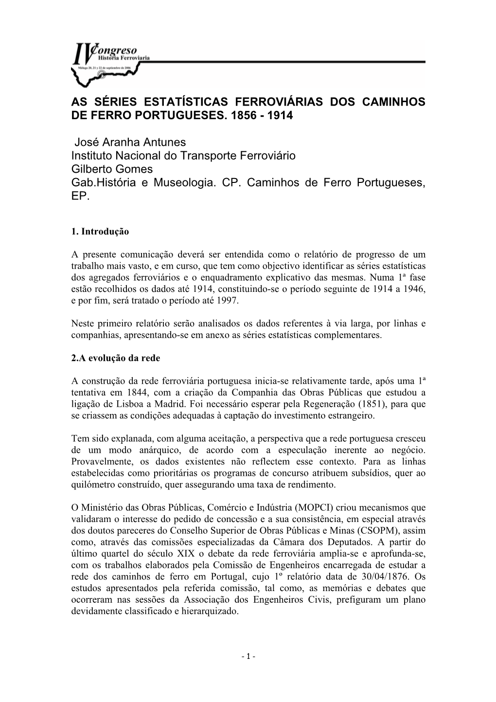 As Séries Estatísticas Ferroviárias Dos Caminhos De Ferro Portugueses. 1856 - 1914