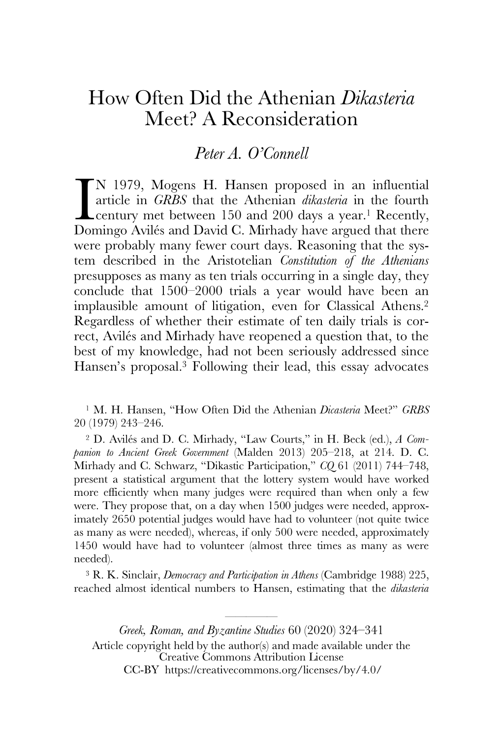 How Often Did the Athenian Dikasteria Meet? a Reconsideration Peter A