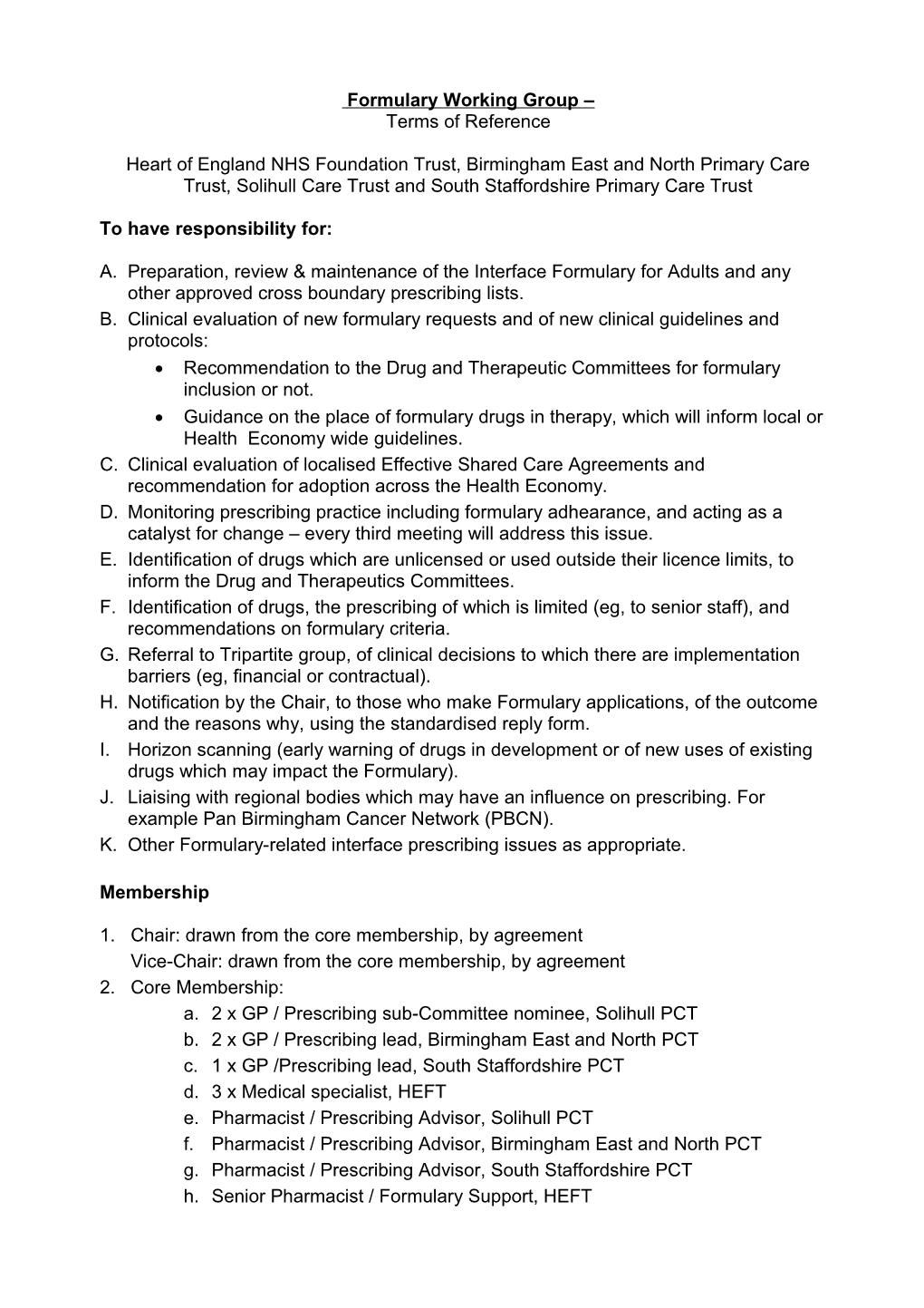 2005 Terms of Reference Formulary Working Group