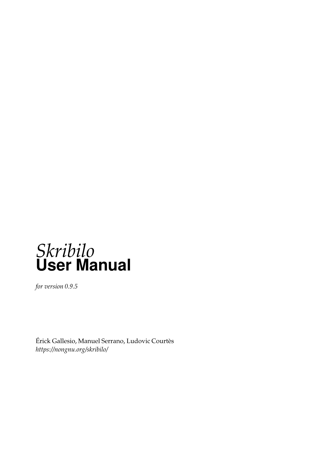 Skribilo User Manual for Version 0.9.5