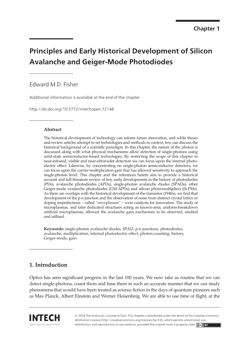 Principles and Early Historical Development of Silicon Avalanche Andand Geiger-Modegeiger-Mode Photodiodesphotodiodes