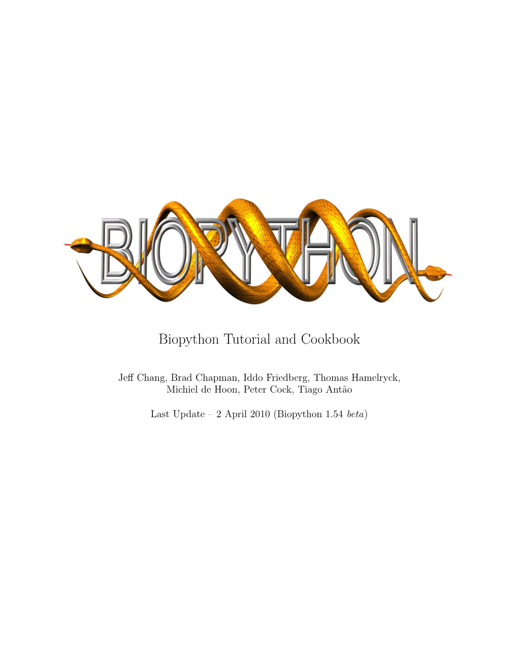 Biopython Tutorial and Cookbook