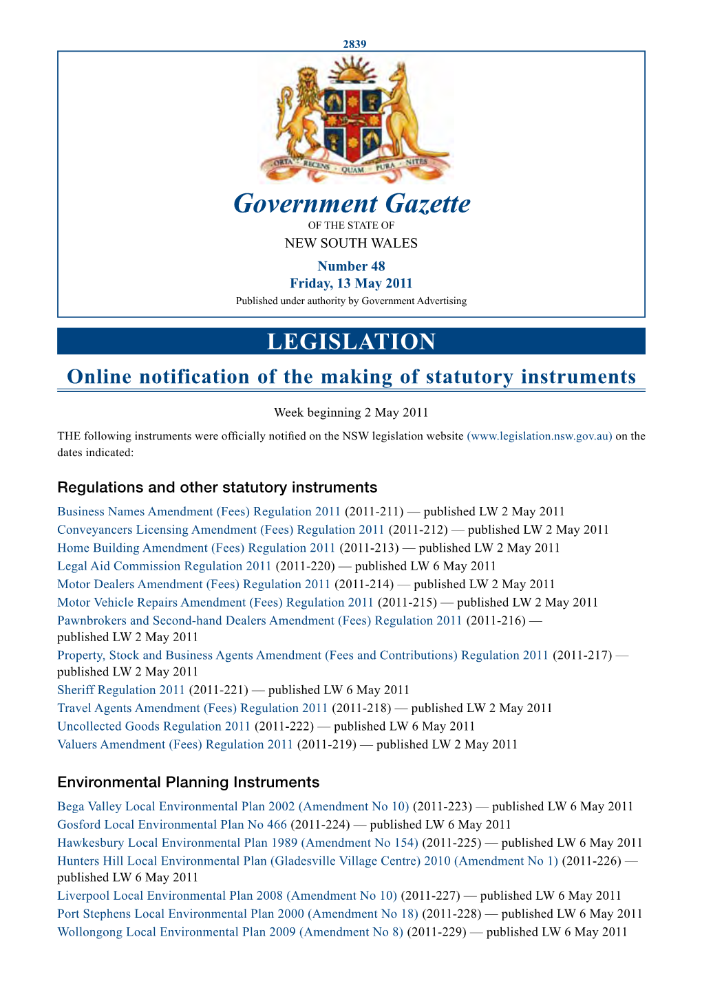 Government Gazette of 13 May 2011
