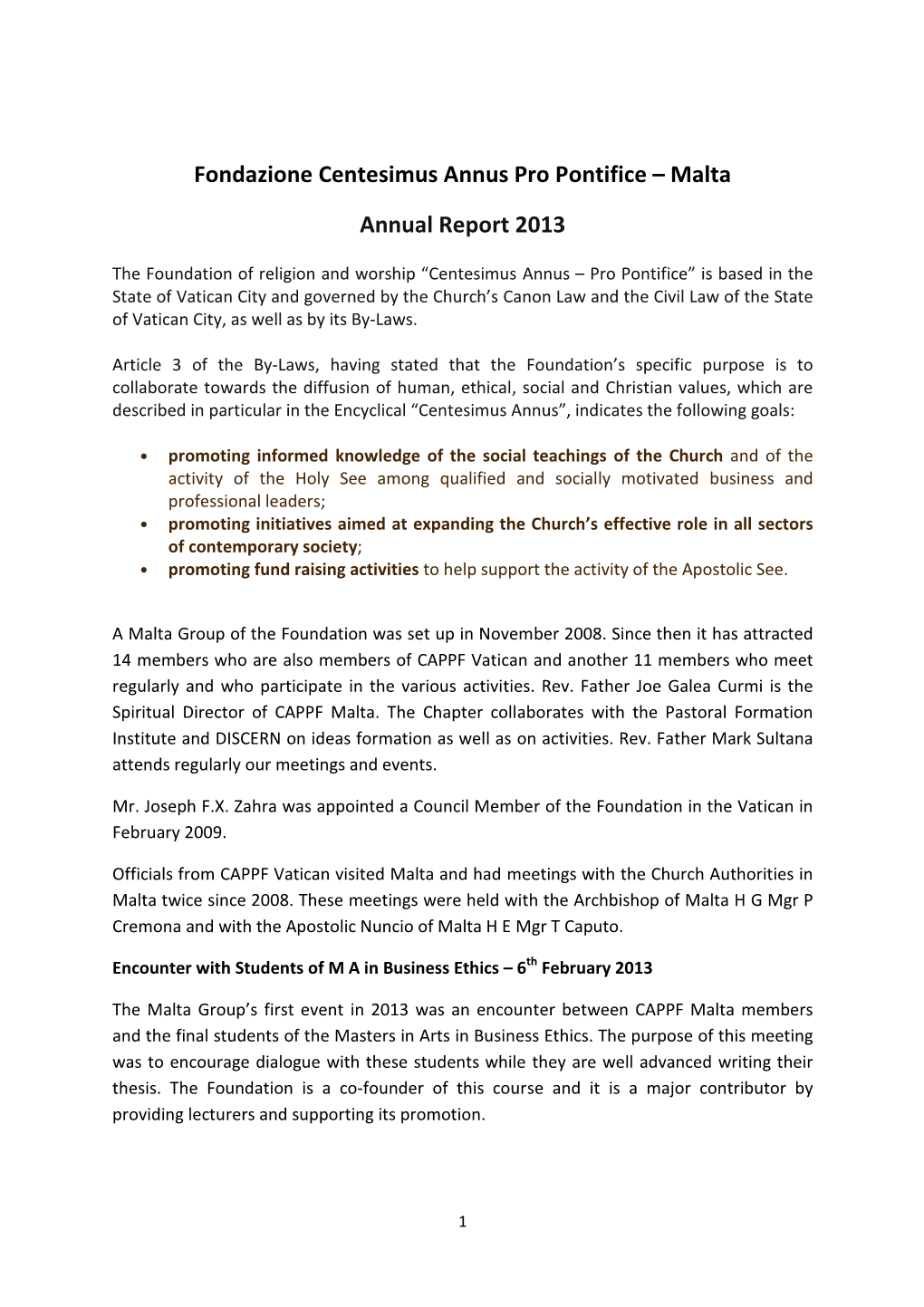Malta Annual Report 2013