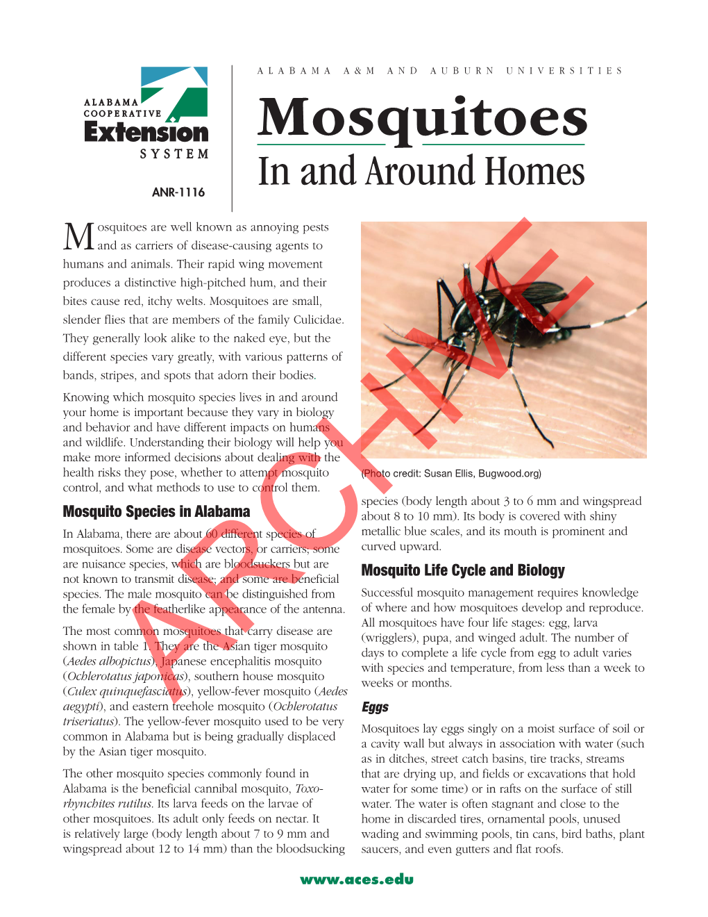Mosquitoes in and Around Homes ANR-1116