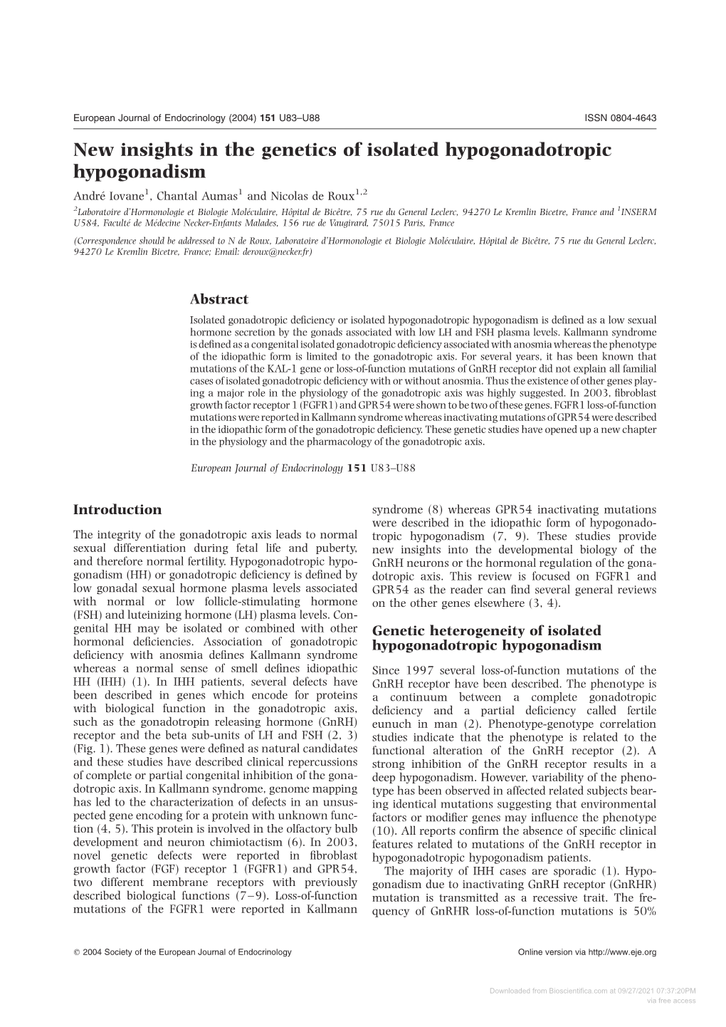 New Insights in the Genetics of Isolated Hypogonadotropic Hypogonadism