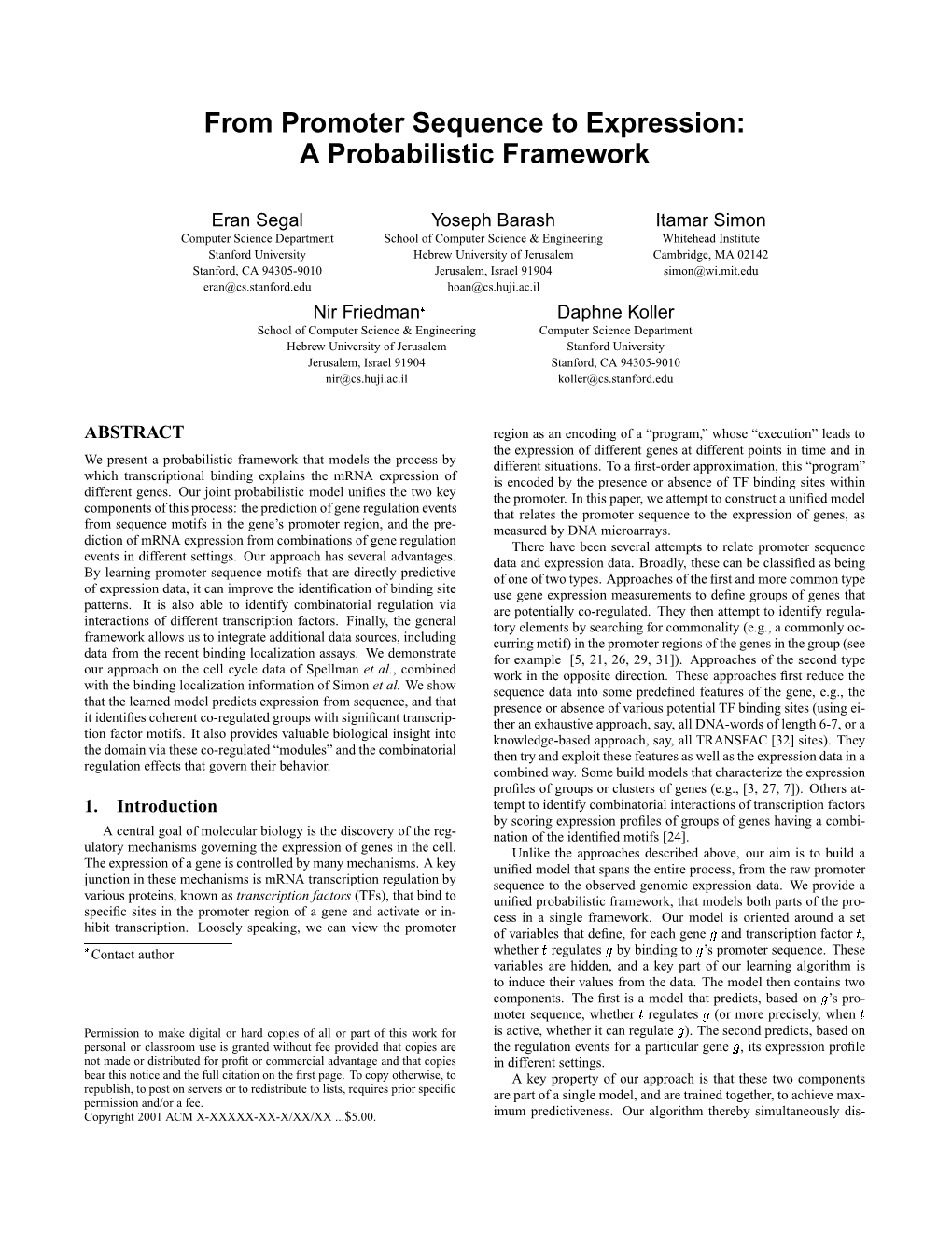 From Promoter Sequence to Expression: a Probabilistic Framework