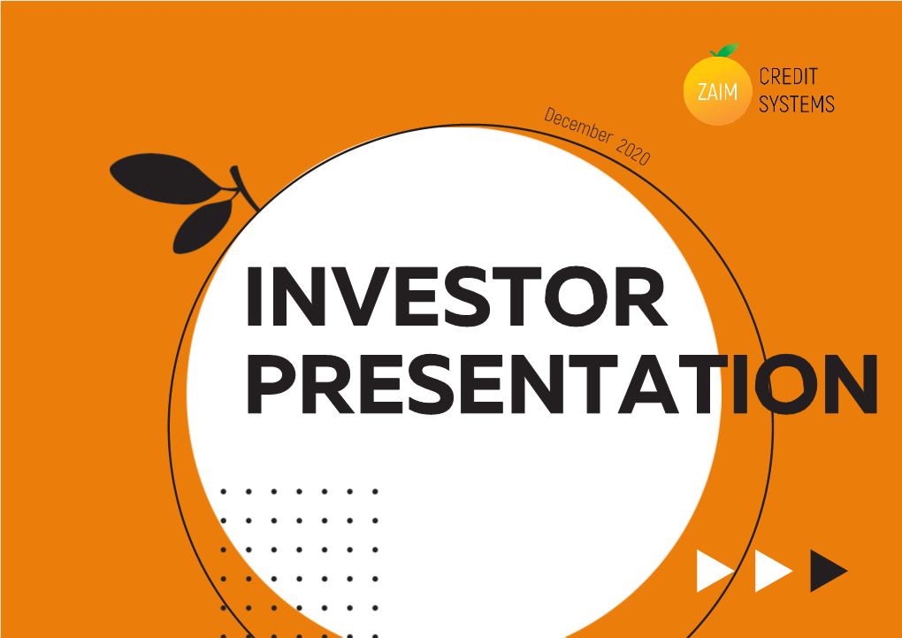 Investor Presentation Disclaimer